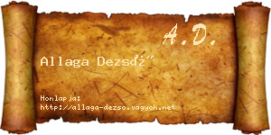 Allaga Dezső névjegykártya